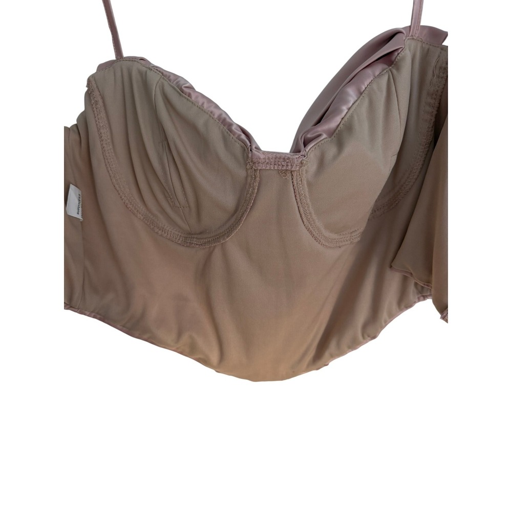 Satin Corset Top Champagne M Cowl Neck Draped Boned Bustier Adjustable Straps - Picture 5 of 12